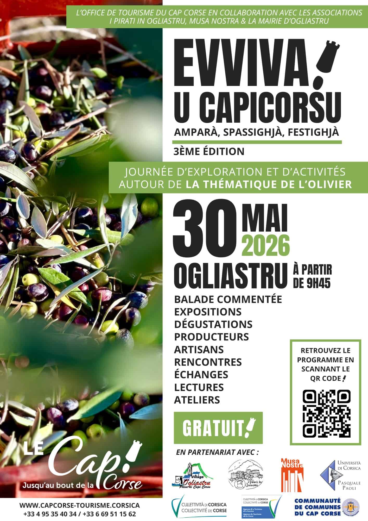 EVVIVA U CAPICORSU ! - 3ème édition à Ogliastru - Samedi 30 Mai 2026 - sur le thème de l'olivier